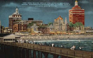 Vintage Postcard Million Dollar Pier Showing Shelburne Dennis Atlantic City NJ