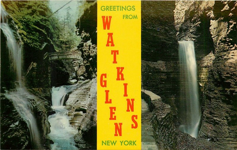 Watkins Glen State Park New York NY Rainbow Falls Cavern Cascade Postcard