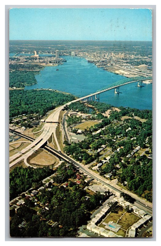 c1971 Postcard FL Jacksonville Florida Aerial View Isaiah D. Hart Bridge