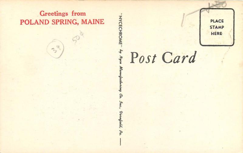 Greetings from Poland Springs Maine MN winter scene snow Postcard