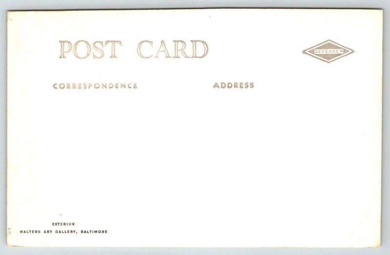 RPPC   Baltimore  Maryland  Walters Art Gallery   Postcard  c1930