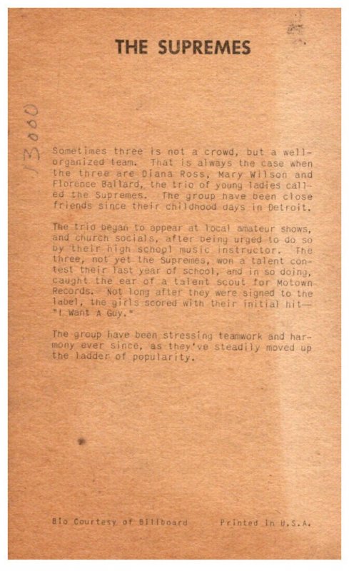 The Supremes     Exhibit Card