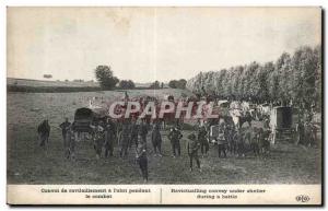 Postcard Old Army supply convoy in the shelter during the fight