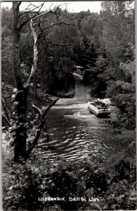 RPPC Amphibious Vehicle Duck Crossing Sand Bar Wisconsin Dells Vtg Postcard T13