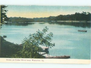 Divided-back RIVER SCENE Waterloo Iowa IA AE6591