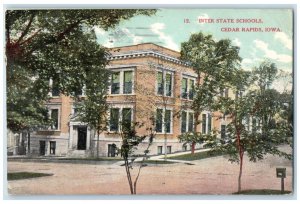 1908 Interstate Schools Exterior Building Cedar Rapids Iowa IA Vintage Postcard