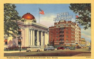 HOTEL RIVERSIDE Reno, Nevada Washoe County Court House c1940s Vintage Postcard