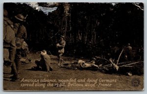 WW1  Belleau Wood  France  American Advance  Dying Germans    Postcard