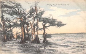 Lake Charles Louisiana Windy Day On Lake Charles, Hand Colored, Postcard U16448