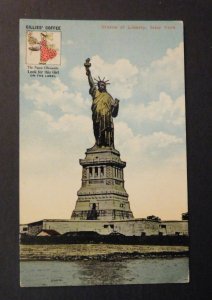 Mint USA Advertisement Postcard Gillies Coffee Girl Logo NYC Statue of Liberty