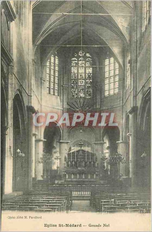 Postcard Ancient Church St Medard Grande Nef