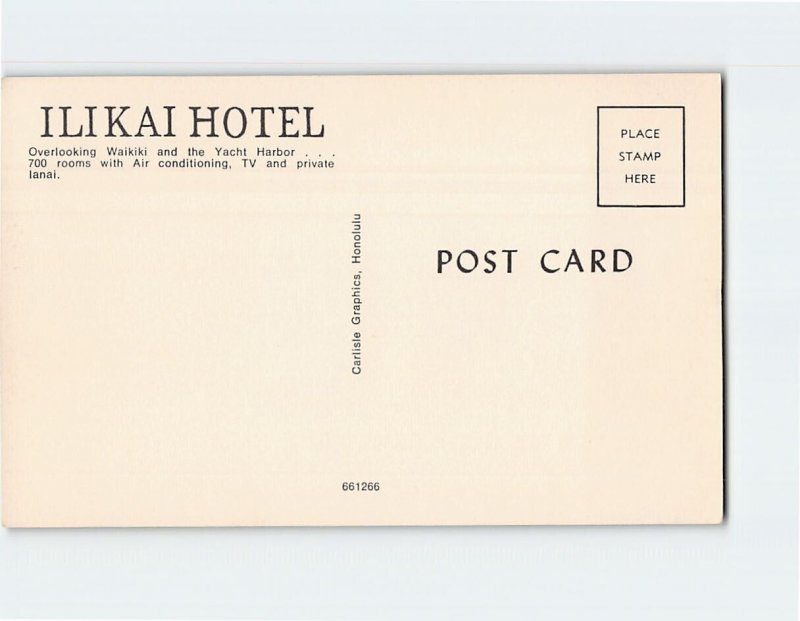 Postcard Ilikai Hotel, Honolulu, Hawaii