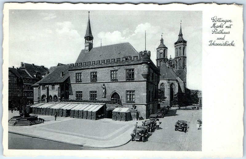 c1920s Gottingen, Germany Market Hall Town Square Johanniskirche Cars A358