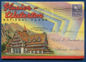 Glacier Waterton National Parks Montana Alberta Canada Postcard Folder