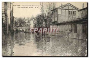 Asnieres Old Postcard Floods of January 1910 Street overlooking the pier