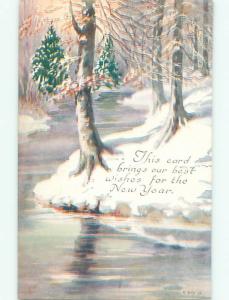 Divided-Back NEW YEAR SCENE Great Postcard W7598