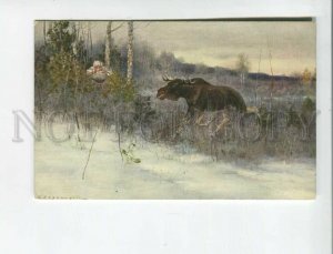 472133 VOROSHILOV Hunter shoots ELK Winter HUNT Vintage postcard RUSSIA