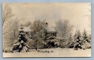 PRINCETON IL WINTER SCENE ANTIQUE REAL PHOTO POSTCARD RPPC