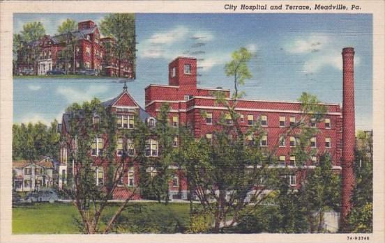 City Hospital And Terrace Meadville Pennsylvaina 1944