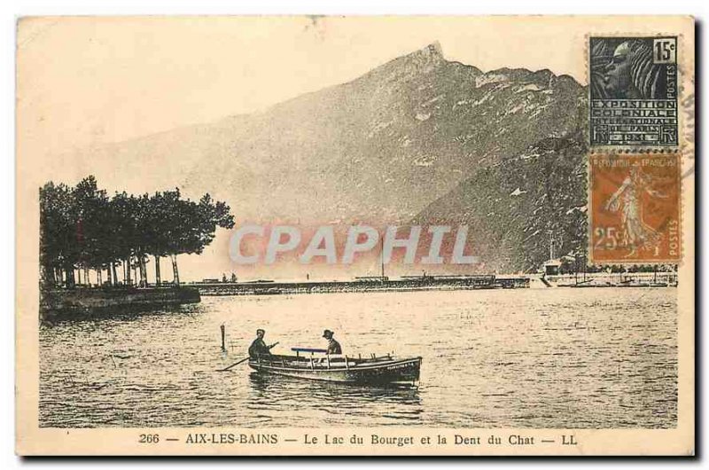 Old Postcard Aix les Bains on Lake Bourget and the Dent du Chat