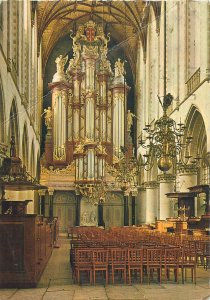 Postcard Netherlands Haarlem Grand Church interior view organ