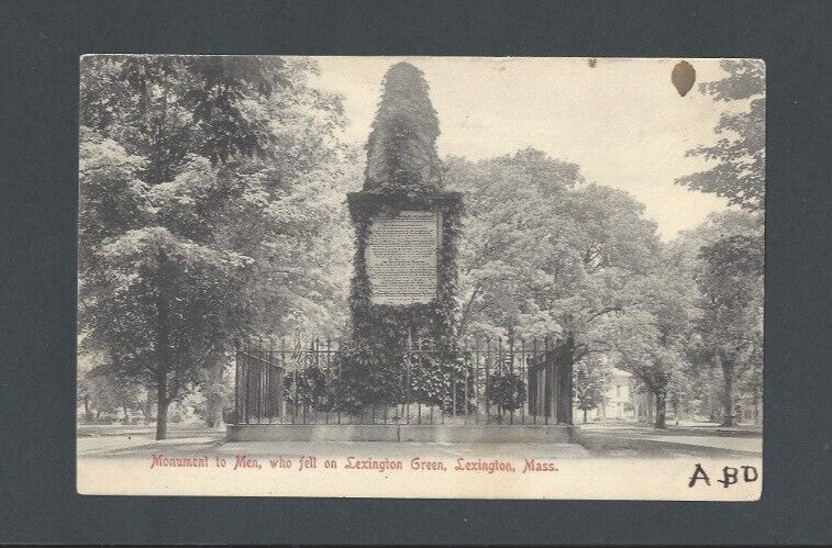 Ca 1904 Lexington Ma Lexington Glen Monument To The Men Who Fell In Combat