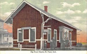St Paul IN Big Four Train Depot Railroad Station Postcard