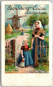 Bensdorp's Cacao Amsterdam Mother And Child Windmill In Background Postcard