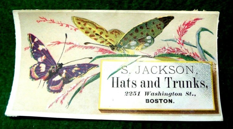 Fabulous Butterflies Insects Wildflowers S. Jackson Hats & Trunks Trade Card Y2