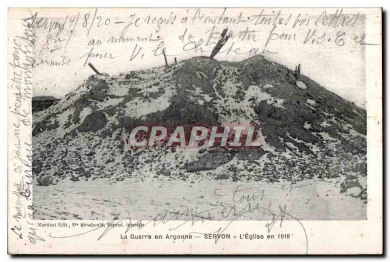 Old Postcard The War in Argonne The Egllse Servon in 1918 Militaria