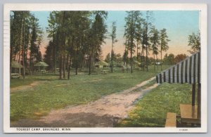 Tents Up @ The Tourist Camp~Brainerd MN~PM 1928~American Art Colored~Postcard