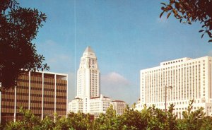 Vintage Postcard Skyline City Hall Scene US Post Office Los Angeles CA