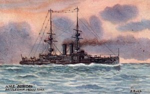 Postcard Royal Navy HMS Duncan Lovely Art c1910 England