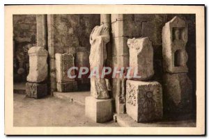 Old Postcard Narbonne Museum lapidary cippi funeral and white marble statue r...