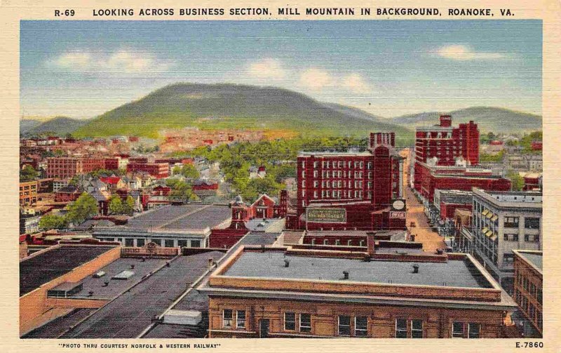 Business District Panorama Roanoke Virginia postcard