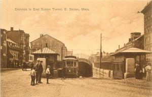 c1907 Postcard; Entrance to East Boston Trolley Tunnel E.Boston MA Unposted Nice