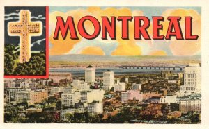 Vintage Postcard 1945 Cross Buildings Bridge Montreal Quebec Canada CAN