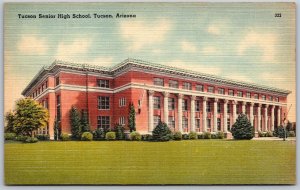 Vtg Arizona Tucson AZ Senior High School 1940s Linen View Postcard