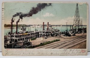 Kansas City Missouri River View Ferry Boats, Canons, Railroad 1906 Postcard C18