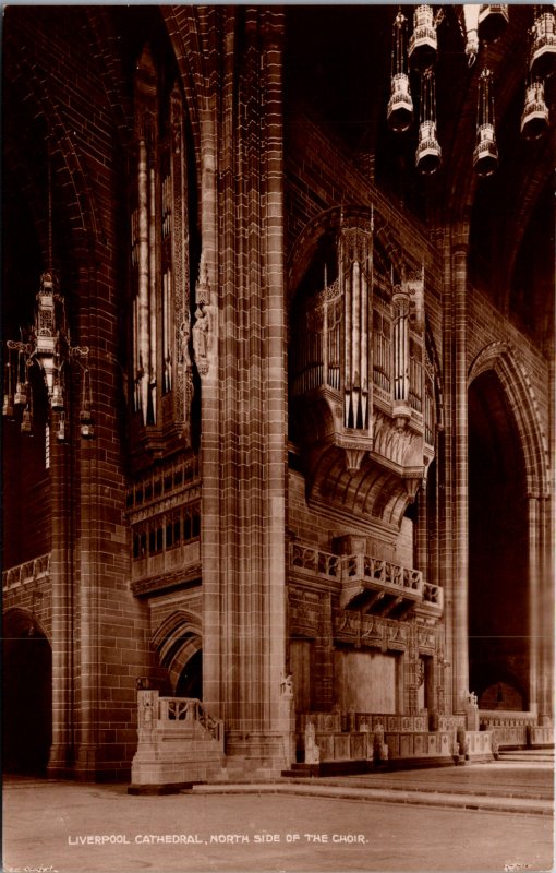 Liverpool Cathedral interior chair vintage postcard