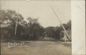 Bowdoinham ME Center St. - RR Station at Left? c1910 Real Photo Postcard