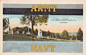 WASHINGTON DC-VISTA ARLINGTON CEMETERY VIRGINIA-LARGE LETTER ARMY NAVY POSTCARD