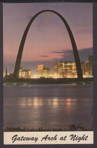 Illinois (night view) Gateway Arch from East St. Louis ~ Chrome