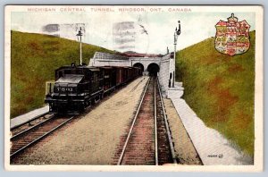 Michigan Central Tunnel, Windsor Ontario, 1927 Postcard, Postal Services Cancel