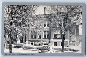 Kendallville Indiana Postcard High School Building Exterior Scene c1910s Antique