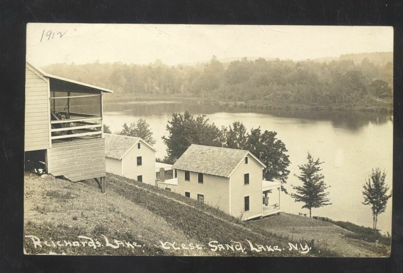 RPPC WEST SAND LAKE NEW YORK REICHARD'S LAKE VINTAGE REAL PHTO POSTCARD