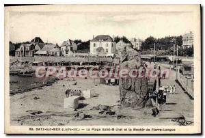 Postcard Old Batz sur Mer Loire Inf La Plage Saint Michel and Megalith of Pie...