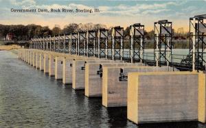 Sterling Illinois~Government Dam on Rock River~c1910 Postcard