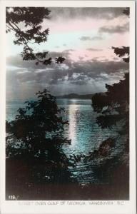 Sunset Georgia Strait Vancouver BC Gowen Sutton RPPC Unused Postcard E38