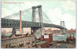 Vintage Williamsburg Bridge New York Souvenir Postcard Printed in Germany